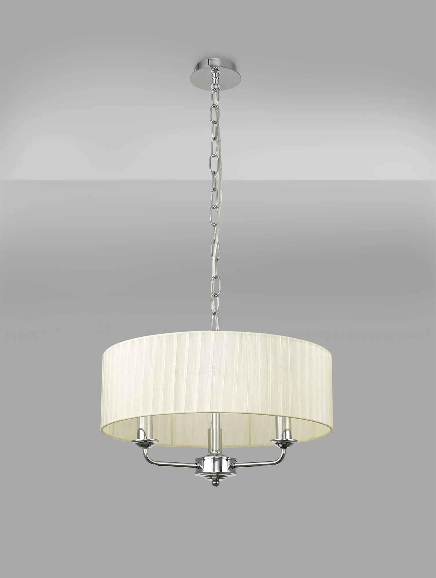 Banyan 45cm 3 Light Pendant Polished Chrome; Cream DK0857  Deco Banyan CH CR